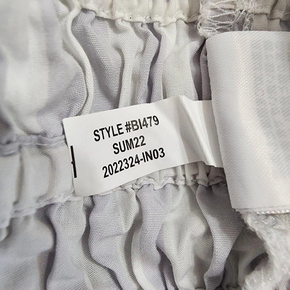 J.Crew White Gray Stripe Smocked Crop Top XS Cotton Tank BI479
